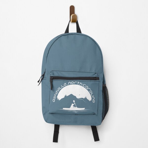 Item preview, Asheville, NC - Kayaking - White on Greyblue designed and sold by Serena's Asheville Merch.