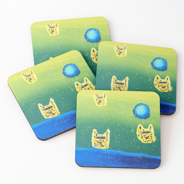 Cat Space Ships Coasters (Set of 4)