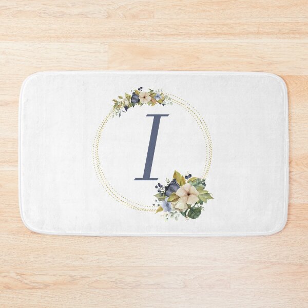 Item preview, Gold Green Blue Floral Wreath Bouquet Initial Letter i designed and sold by TheFamilyVan.