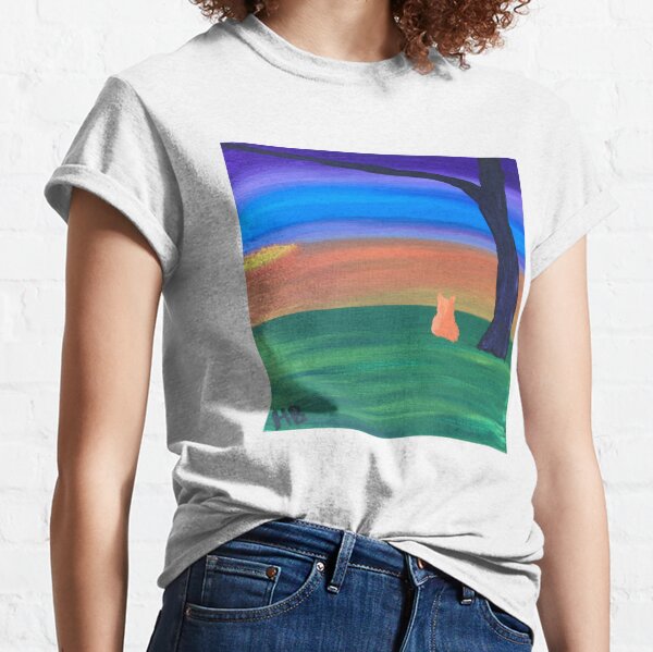 Orange cat watching sunset Classic T-Shirt