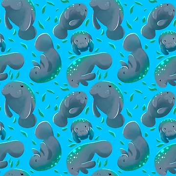 Artwork thumbnail, Manatee pattern by JenChibi
