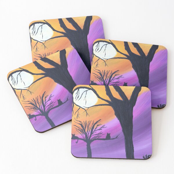 Two cats in a tree Coasters (Set of 4)
