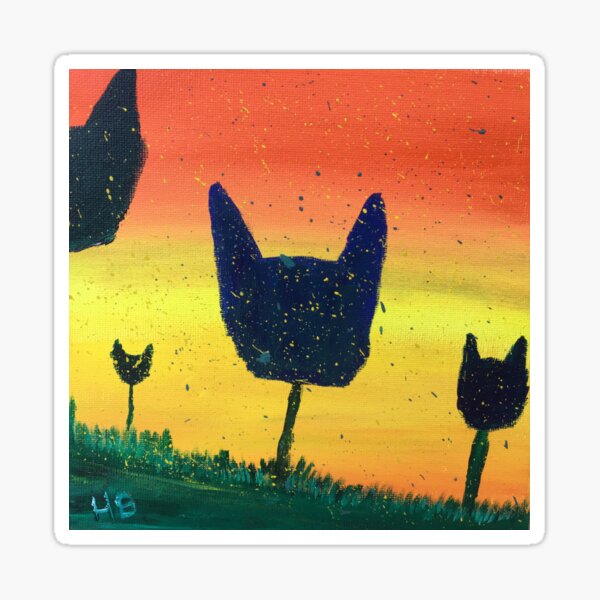 Alien Cat Flowers Sticker