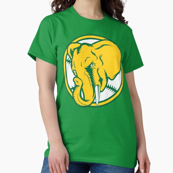 Vista previa del artículo con la obra «Diseño de los Atléticos de Oakland inspirado en elefantes», diseñado y vendido por OrganicGraphic.