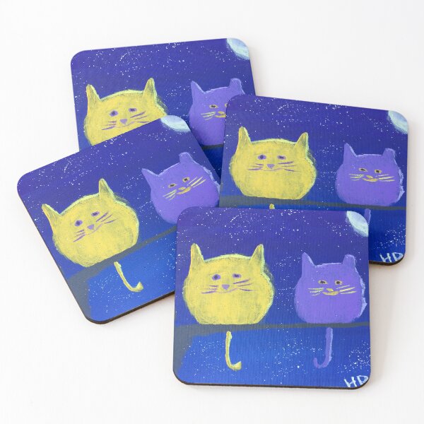 Two Plumpy Cats Coasters (Set of 4)