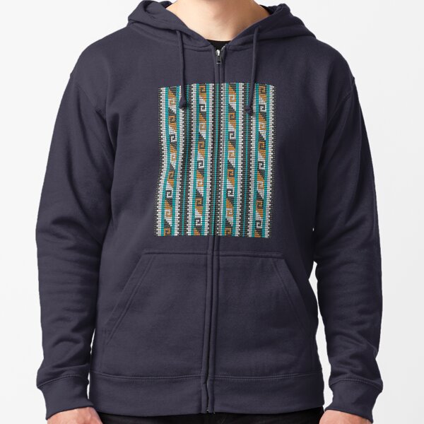 Southwestern beaded bohemian aztec motif dark Zipped Hoodie