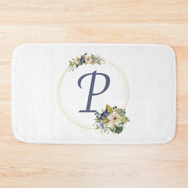Item preview, Gold Green Blue Floral Wreath Bouquet Initial Letter P designed and sold by TheFamilyVan.