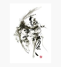Samurai sword bushido katana short knife ninja shadow martial arts sumi-e original ink painting artwork Photographic Print
