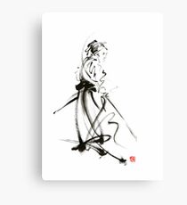 Samurai sword bushido katana martial arts sumi-e original ink painting artwork Canvas Print
