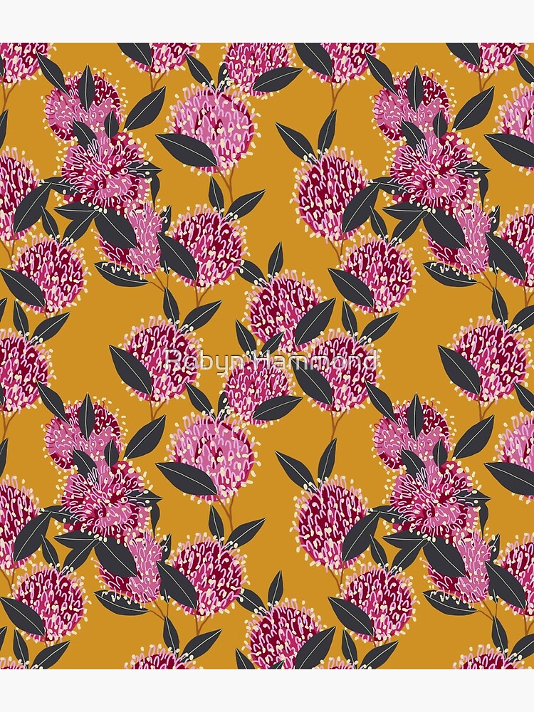 Groovy Grevillea on mustard by RobynHammond