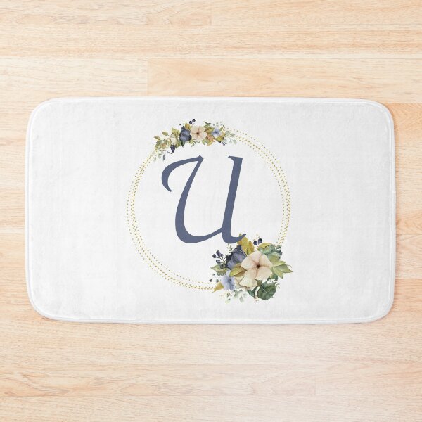 Item preview, Gold Green Blue Floral Wreath Bouquet Initial Letter U designed and sold by TheFamilyVan.