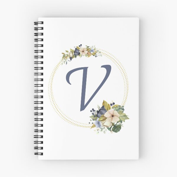 Item preview, Gold Green Blue Floral Wreath Bouquet Initial Letter V designed and sold by TheFamilyVan.