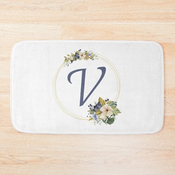 Item preview, Gold Green Blue Floral Wreath Bouquet Initial Letter V designed and sold by TheFamilyVan.