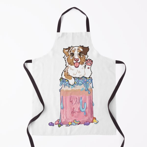 Item preview, Red Merle Australian Shepherd In pastel pink milkshake with blue icing designed and sold by Ivy Fox Illustration.