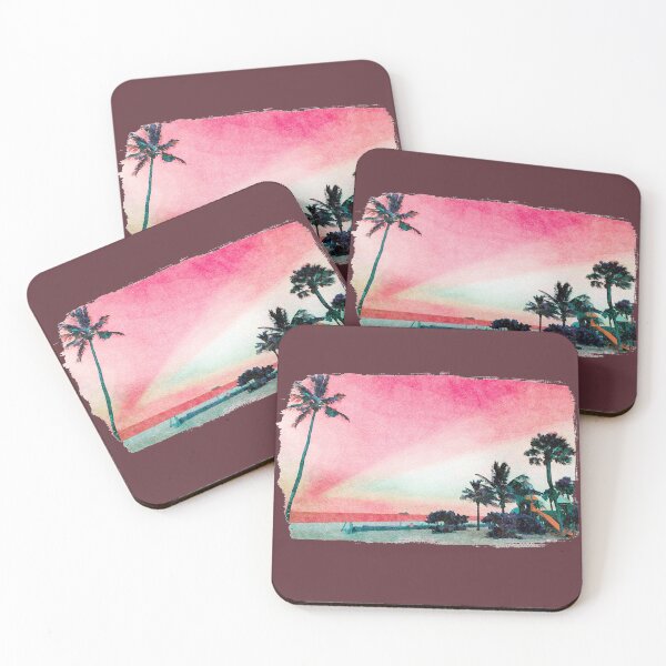 Item preview, Watercolor Art, Red Twilight Seaside Streaks digital painting  designed and sold by PetersonGallery.