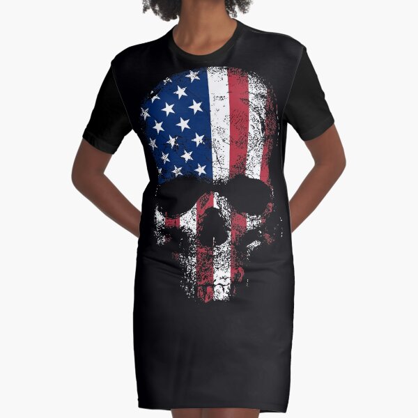 Patriot Skull  Graphic T-Shirt Dress