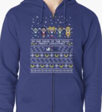 In the name of the moon.. Merry Xmas! Zipped Hoodie