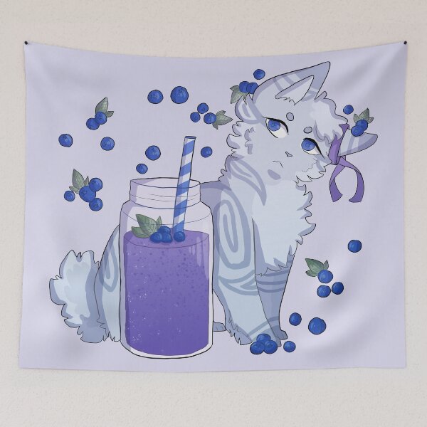 Item preview, Blueberry Smoothie Cat designed and sold by PanfriedArtShop.