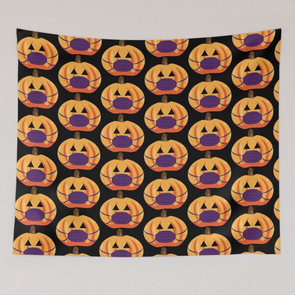 Item preview, Jack o'lantern wearing a face mask Halloween Cute designed and sold by kristinedesigns.