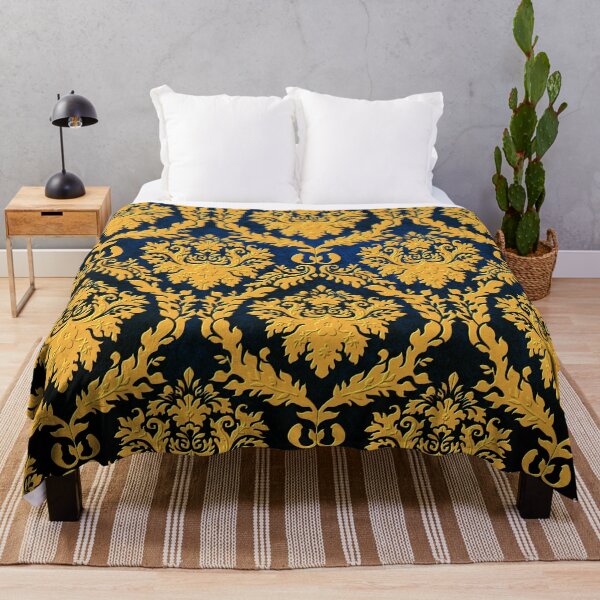 Item preview, Damask wallpaper - gold blue designed and sold by Red Witch Art.