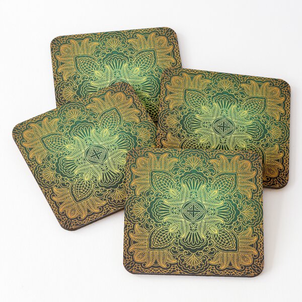 Item preview, Golden Mandala green gold designed and sold by Red Witch Art.