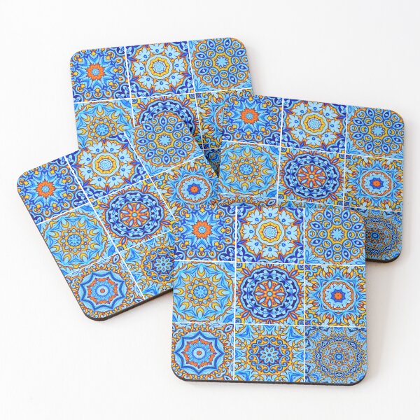 Item preview, Moroccan arabic oriental tile pattern Blue designed and sold by Red Witch Art.