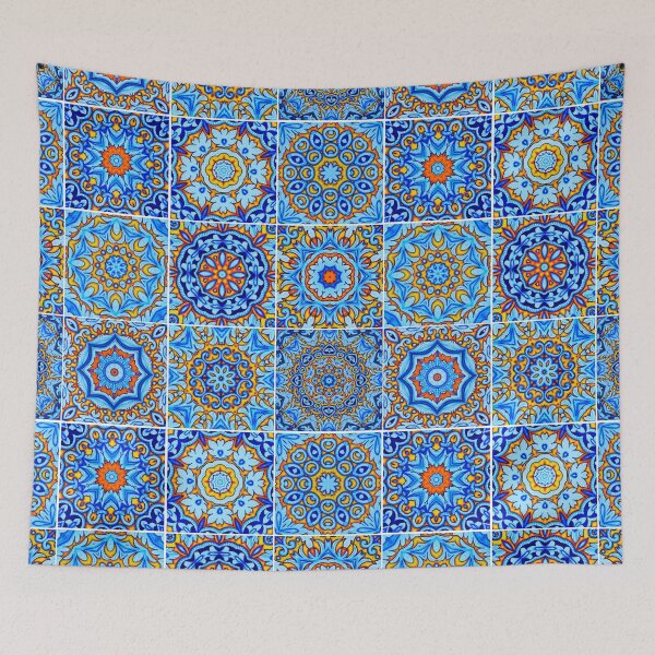 Item preview, Moroccan arabic oriental tile pattern Blue designed and sold by Red Witch Art.