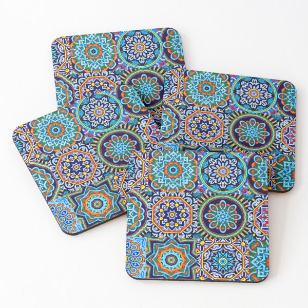 Item preview, Moroccan arabic oriental tile pattern Blue designed and sold by Red Witch Art.