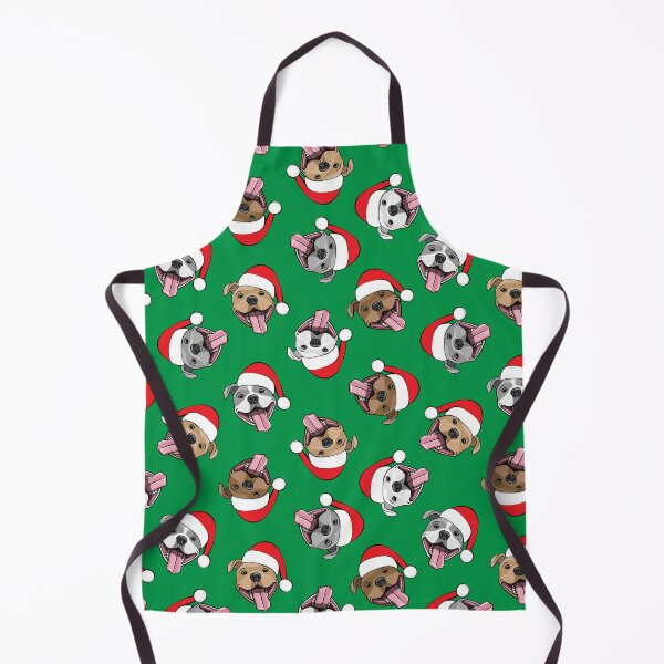 Item preview, Christmas Pit bulls - Santa hats - pitties on green designed and sold by littlearrow.