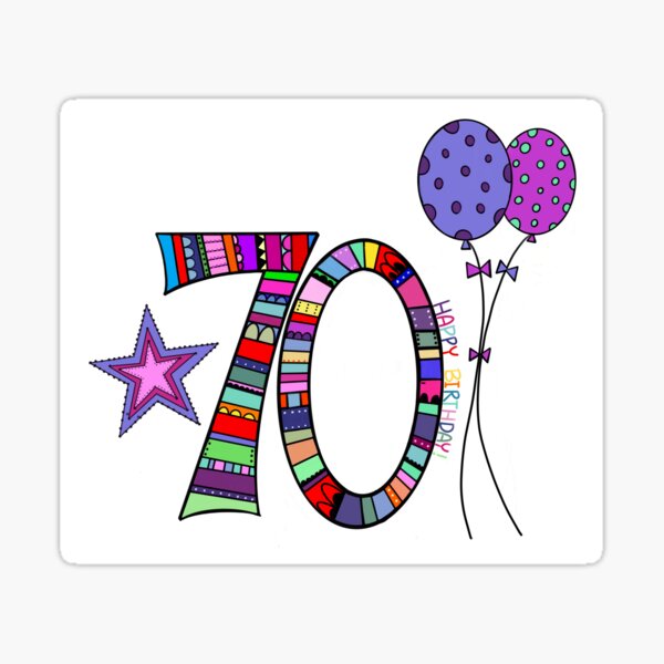 Item preview, Happy 70th Birthday - Colorful Doodle - Balloons designed and sold by zanydoodles.