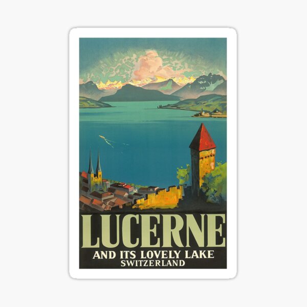 Item preview, Lucerne, Switzerland Vintage Travel Poster designed and sold by vintagevivian.