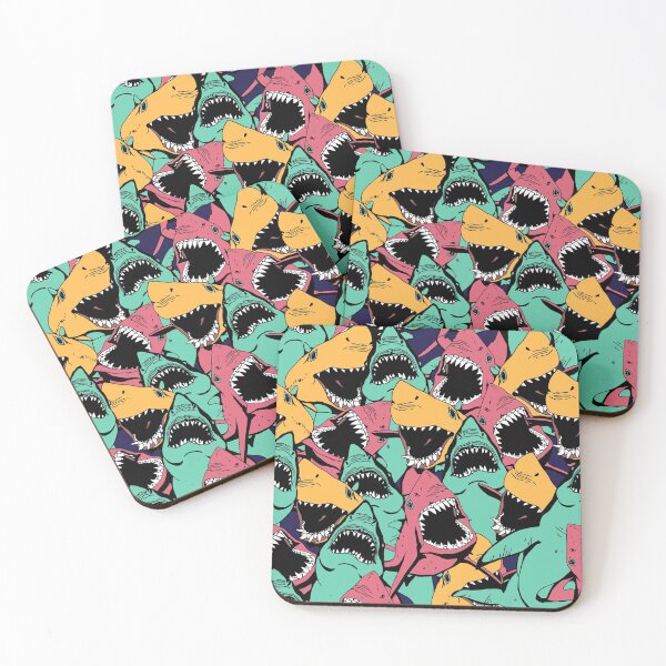 Item preview, Angry Colorful Shark Pattern designed and sold by Draculaura2009.