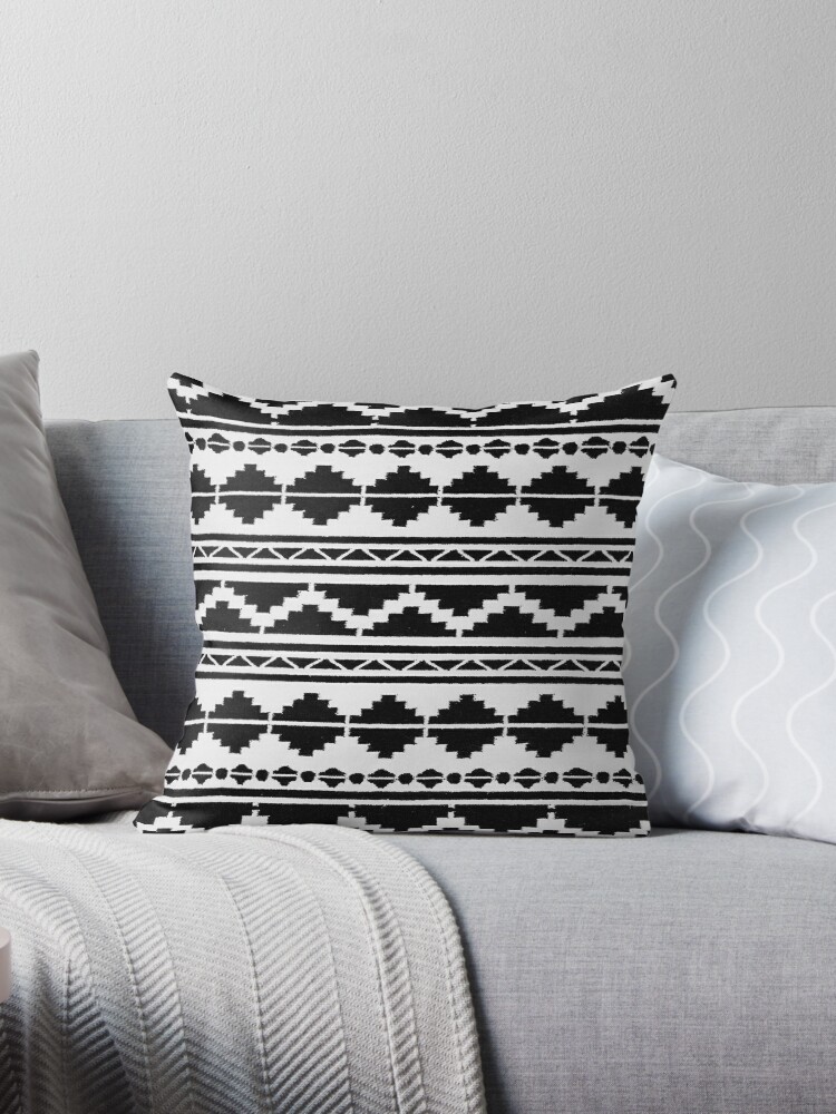 Black and White Handmade Moroccan Fabric Style Throw Pillow by Arteresting  Official