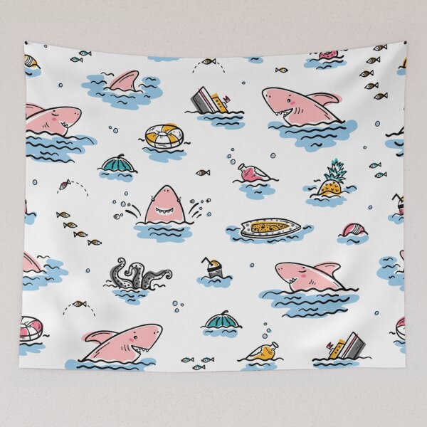 Item preview, Children Shark Pattern Jaws Great White Pink Girl Fish Boat Pineapple Fin designed and sold by Draculaura2009.
