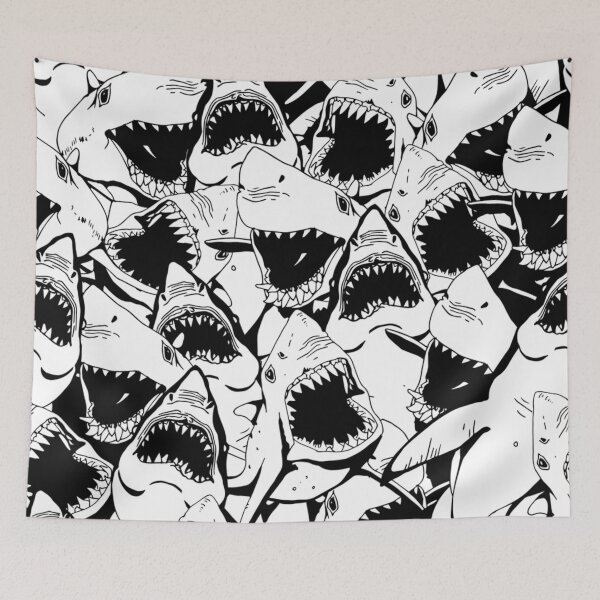 Item preview, Black and White Great White Shark Pattern designed and sold by Draculaura2009.