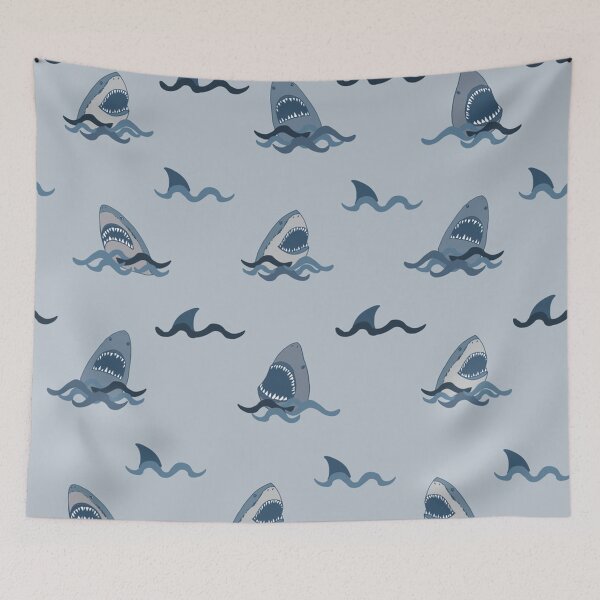 Item preview, Blue Great White Shark Fin Open Mouth Pattern designed and sold by Draculaura2009.