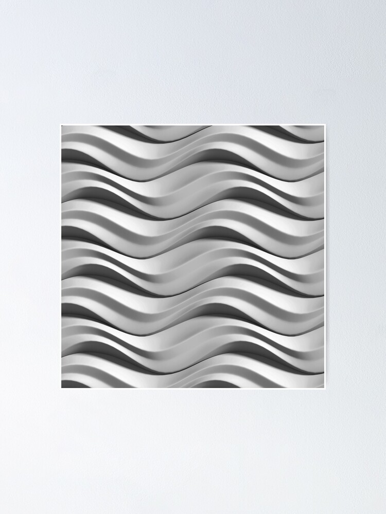 3d Bold Waves Monochromatic Design Poster By Myuzique Redbubble