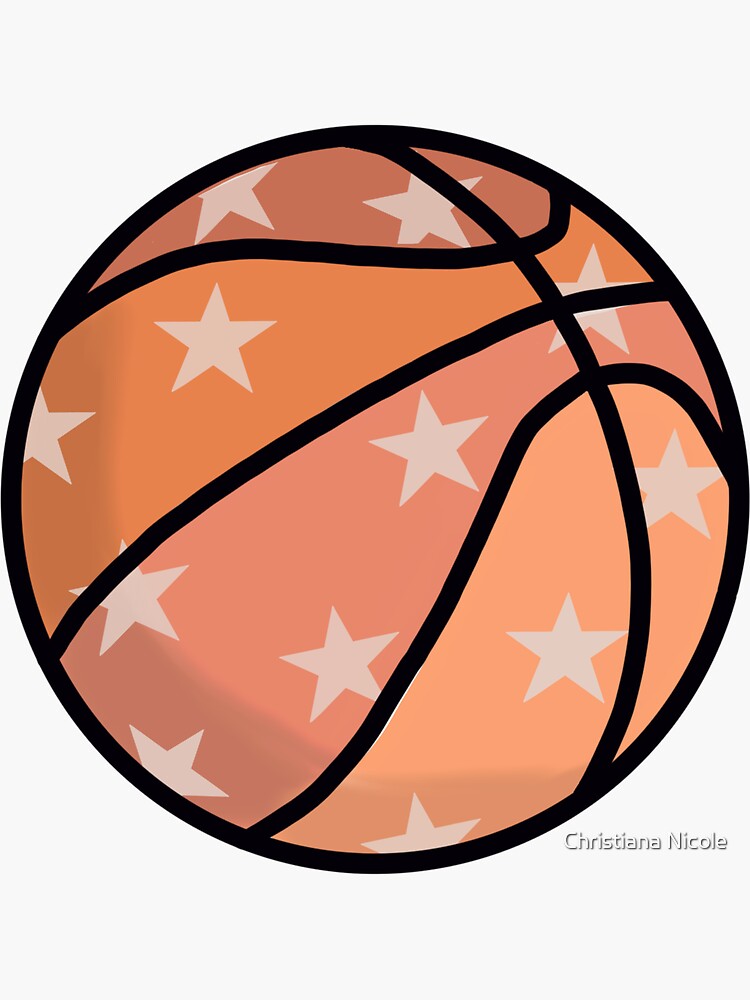 "Peach basketball with stars" Sticker by Christiana122 Redbubble