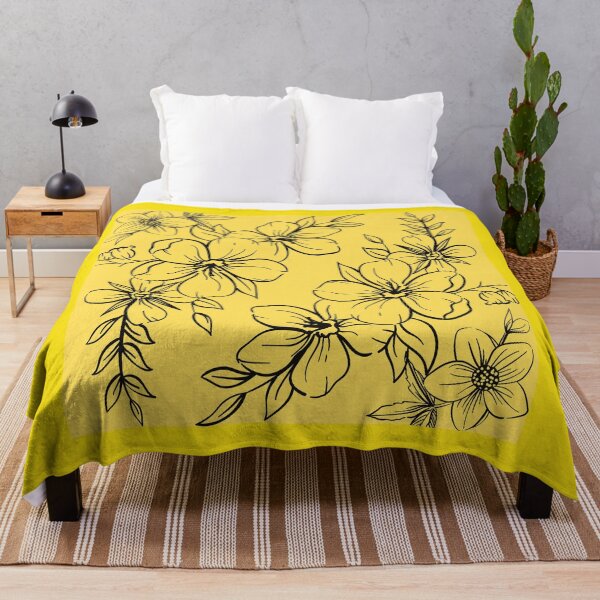 Item preview, Flower outline in black with Yellow Background designed and sold by Mywaymylife.