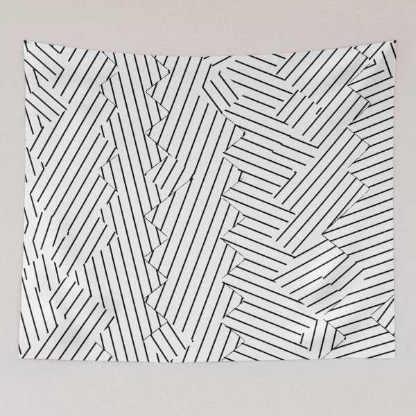 Item preview, geometric line abstract pattern background in black and white designed and sold by Mrvell.