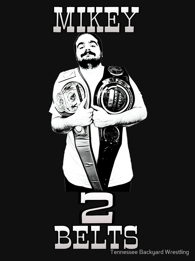 Thumbnail 4 of 4, V-Neck T-Shirt, “Mikey 2 Belts” Merchandise designed and sold by Tennessee Backyard Wrestling.