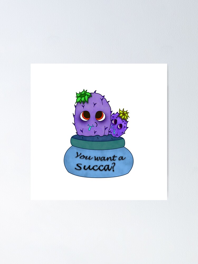 Ask Me About My Cactus Cute Cartoon Purple Ish Poster By Aventi24 Redbubble