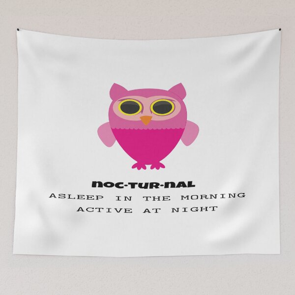 Item preview, Nocturnal Night Owl,  Asleep In The Morning Active At Night With Pink Owl designed and sold by 4AllTimes.
