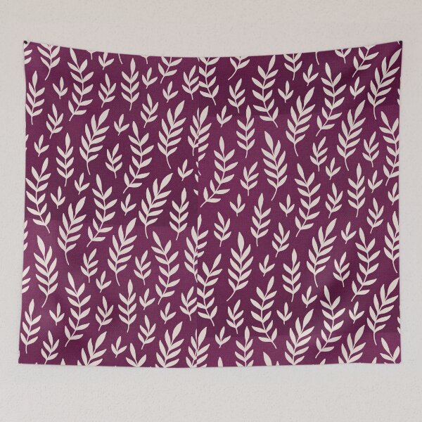 Item preview, purple and white floral leaves design  designed and sold by TheWhiteRhyno.