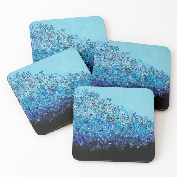 Item preview, Flowers On Blue Gradient  designed and sold by cate-rocket.