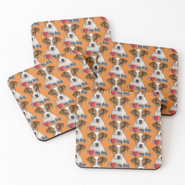 Item preview, I Love My Dog - Jack Russell Terrier - Pattern - Orange designed and sold by JadeMadeThis.
