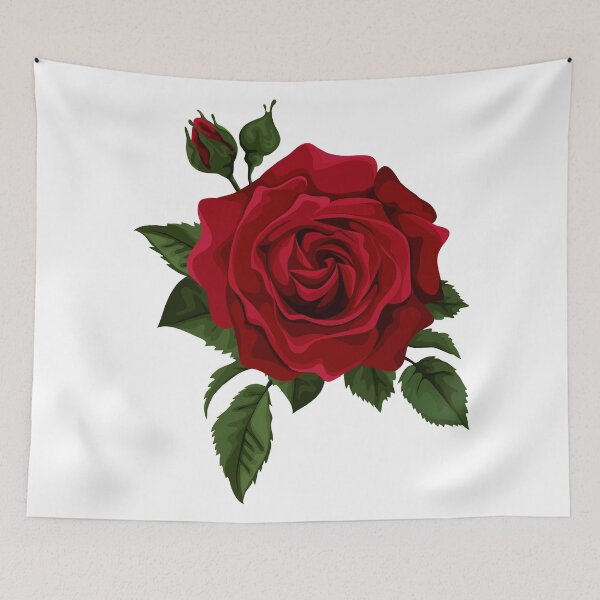 Item preview, Rose Flower Red Euclidean, Red Rose with Bud, red rose illustration designed and sold by Halalolo.