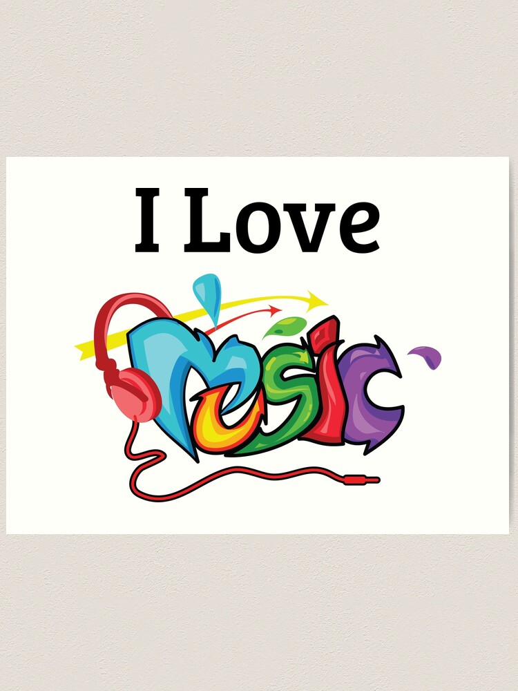 I Love Music, Colorful Music Quote With Headphones