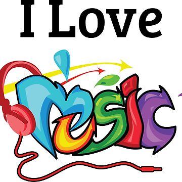 I Love Music, Colorful Music Quote With Headphones