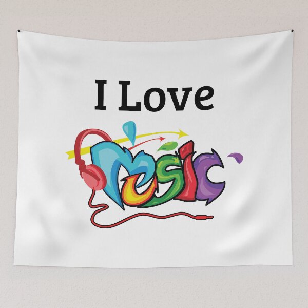 Item preview, I Love Music, Colorful Music Quote With Headphones designed and sold by 4AllTimes.